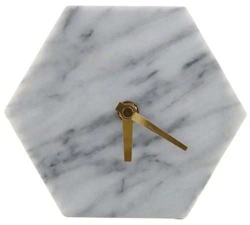 White Marble Hexagon Clock