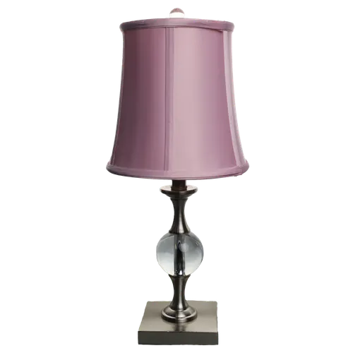 Clear Crystal Ball & Chrome Table Lamp With Cameo Pink Silk Shade