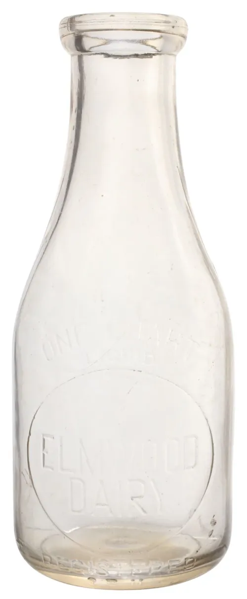 Antique Clear Glass Elmwood Dairy Milk Bottle