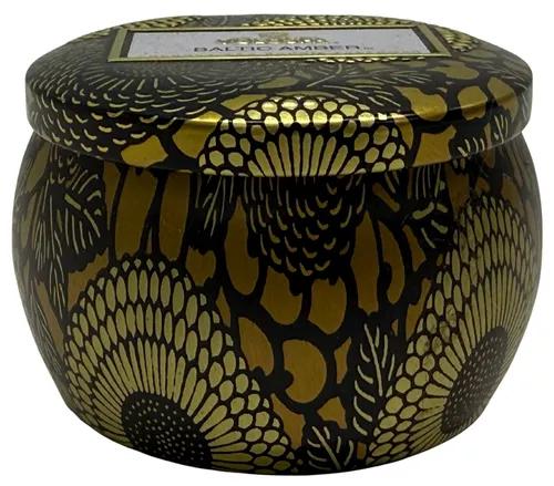 Black & Gold Floral Tin Candle
