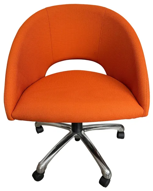 Vintage Orange Upholstered  Swivel Rolling Chair