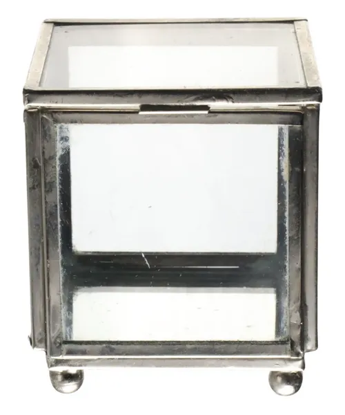 Square Clear Glass Display Box With Silver Edging