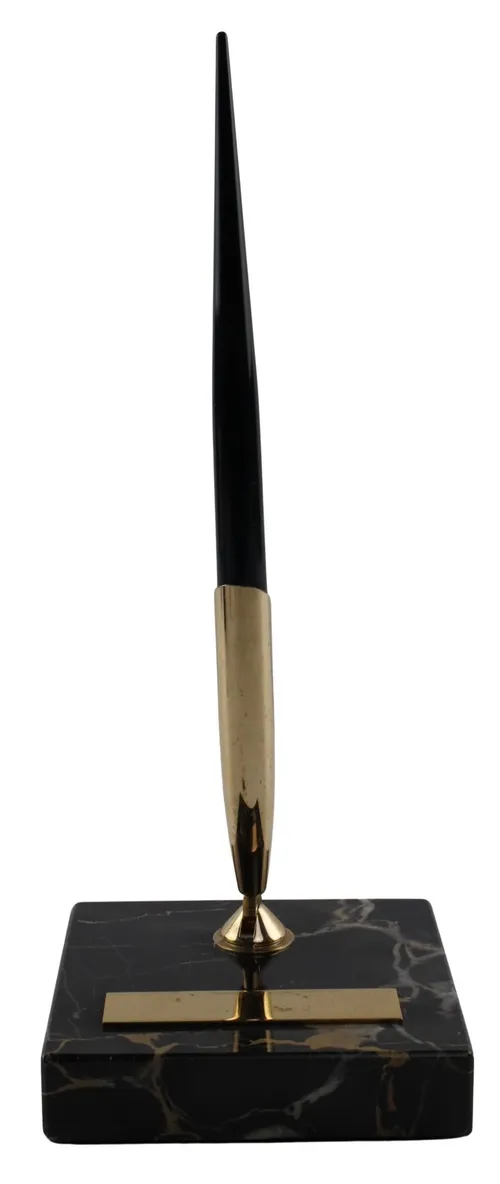 Black & Gold Pen On Black Marble Base