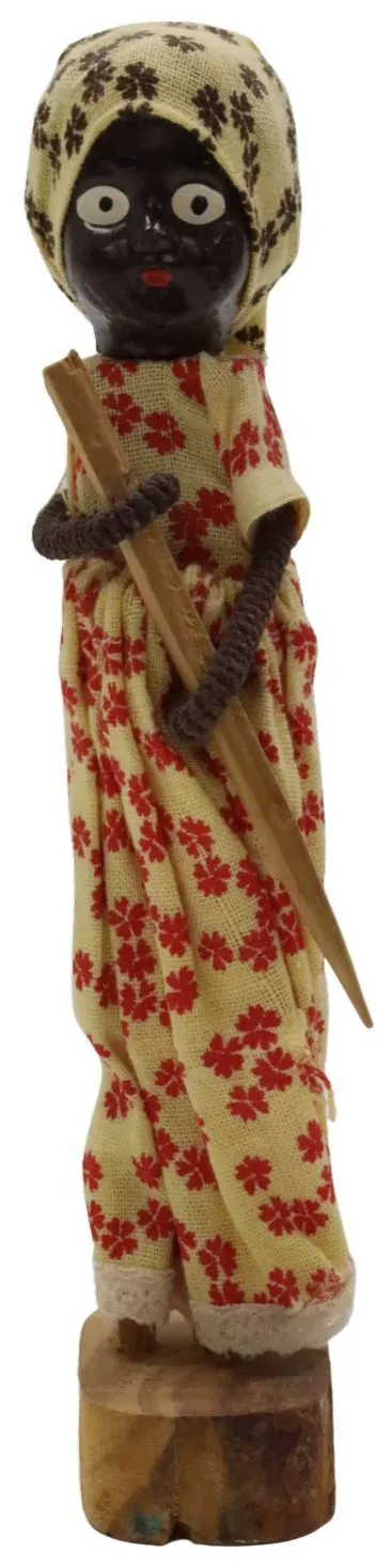 Jamaican Folk Art Doll In Yellow & Red Dress