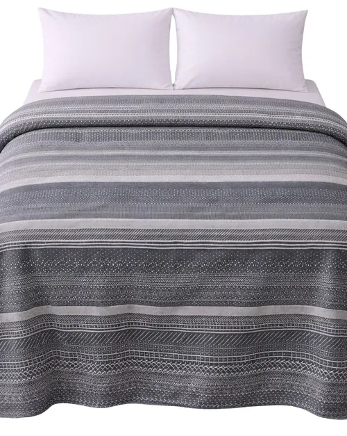 Steel Blue & Grey Striped Duvet Cover - Double