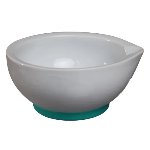White Spouted Mixing Bowl With Turquoise Silicone Base