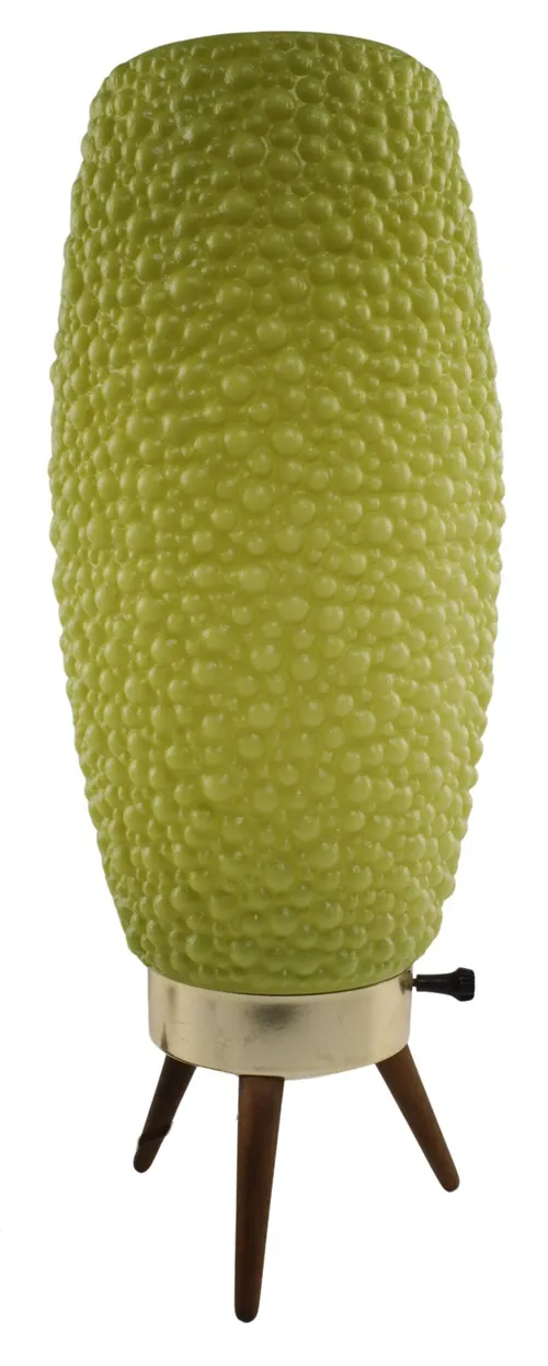 Vintage Green Bubble Lamp With Teak Base