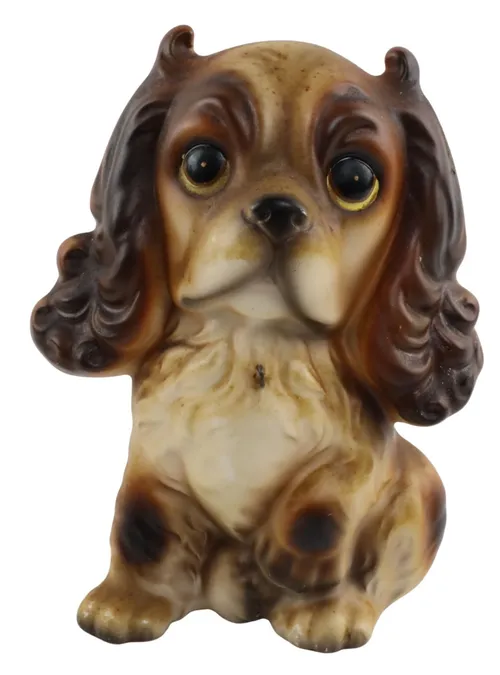 Vintage Brown Ceramic Big Eyed Dog