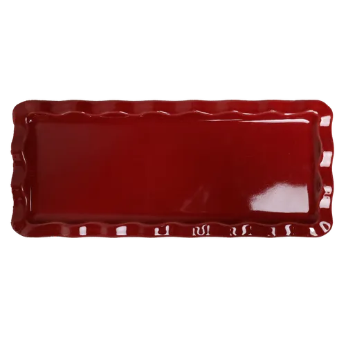 Red Gloss Scalloped Rectangular Serving Platter