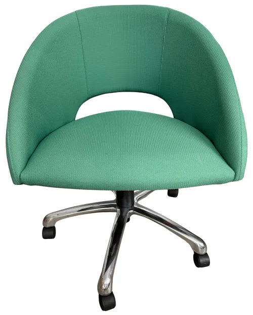 Vintage Light Green Upholstered  Swivel Rolling Chair