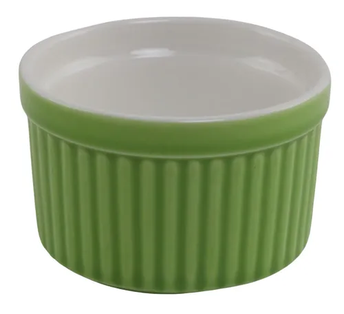 Green Ribbed Ceramic Ramekin