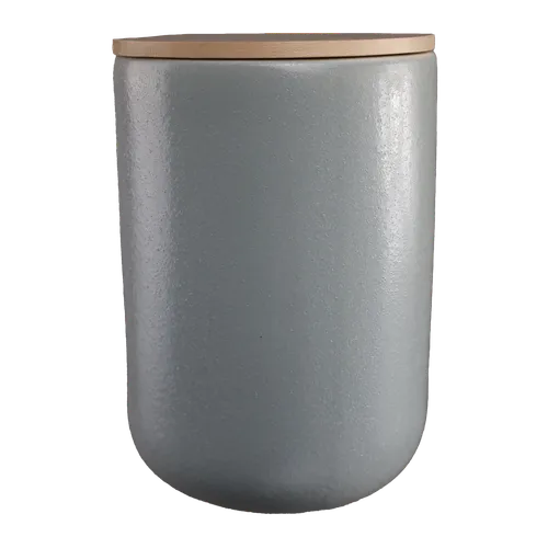 Glacier Grey Ceramic Canister With Wood Lid