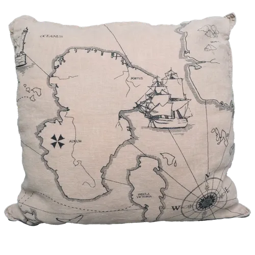 Tan Linen Map Of The World Throw Pillow