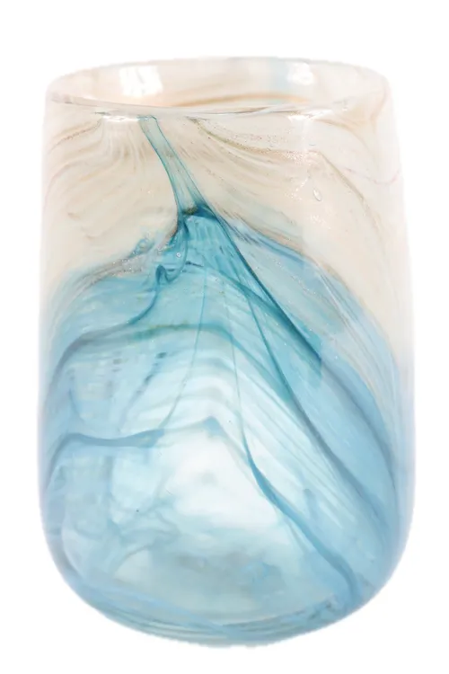 Wispy Blue & Grey Glass Vase
