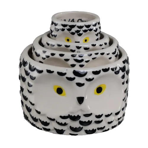 Black & White Owl 4 Piece Measuring Cup Set