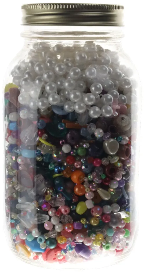 Glass Jar With Craft Beads