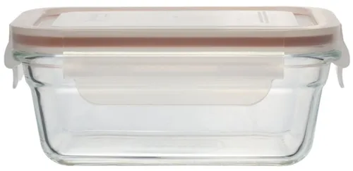 Clear Glass Rectangular Storage Container With Snap Lid