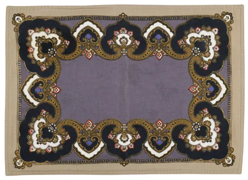 Charcoal Grey With Royal Paisley Pattern Placemat
