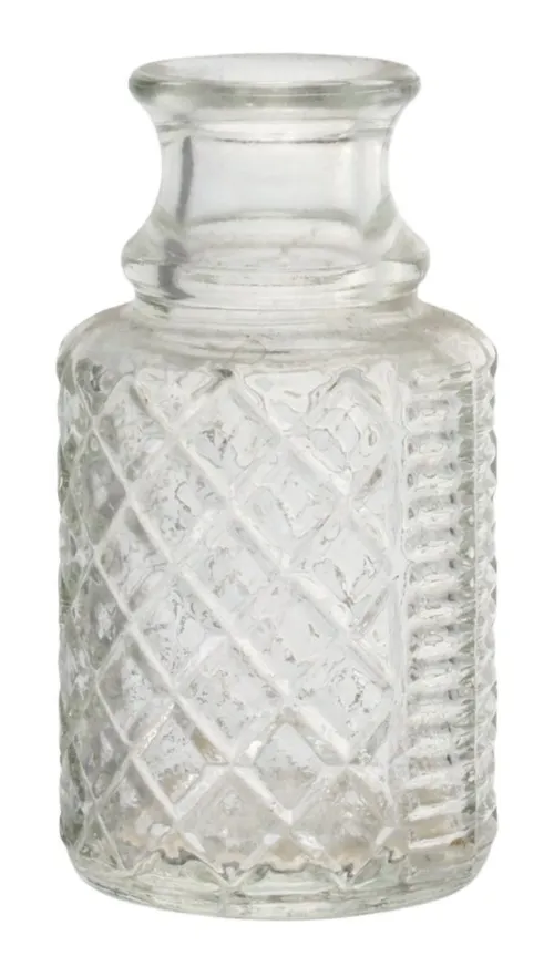 Antique Clear Glass Apothecary Bottle - H