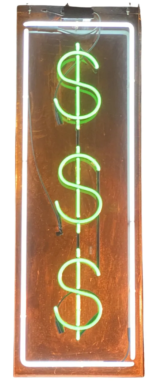 Dollar Sign Neon Light Sign With White Border