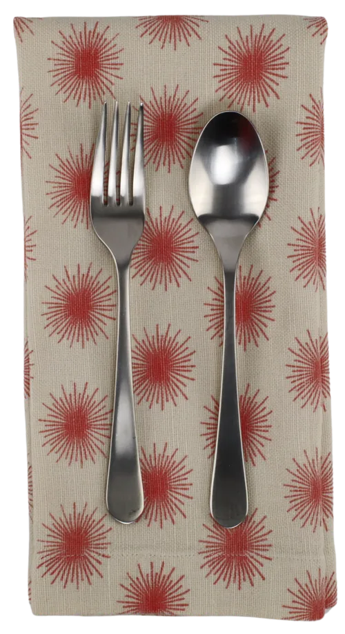 Cream With Hot Pink Sunbursts Pattern Napkin