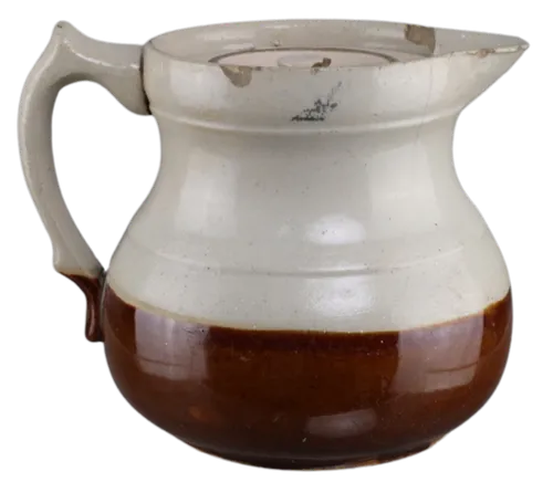 Beige & Brown Stoneware Pitcher