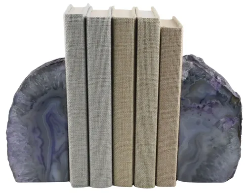 Purple Agate Geode Bookend Set
