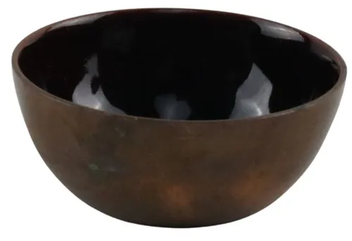 Copper Pinch Bowl With Dark Brown Enamel