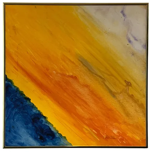 Ocean Sun On Canvas In Gold Frame