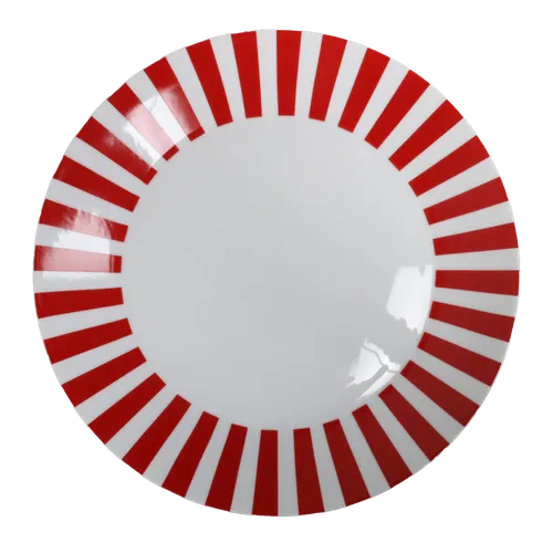 Red Stripe Circular Serving Platter