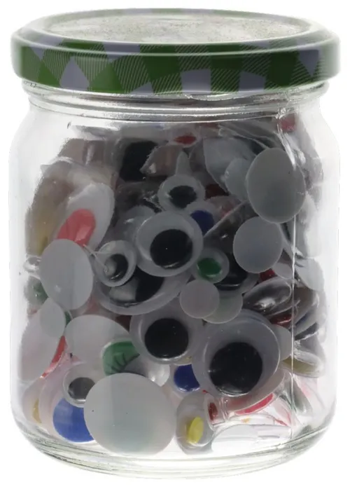 Clear Glass Jar With Craft Googly Eyes