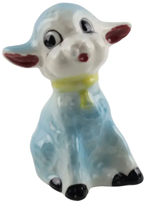 Blue Lamb Ceramic Figurine