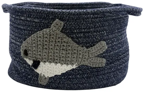 Woven Blue Storage Basket With Shark