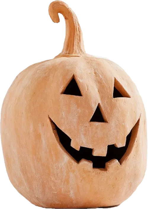 Tall Terracotta Halloween Jack O Lantern