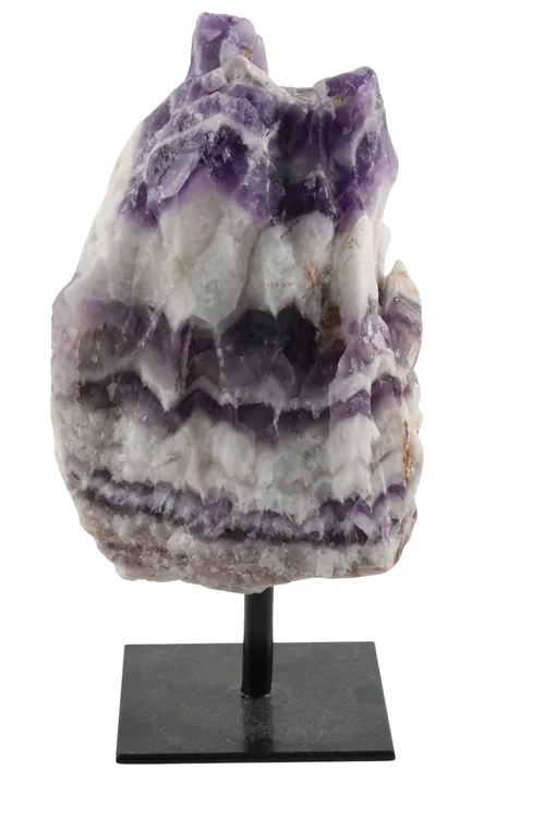 Natural Chevron Amethyst On Black Metal Stand