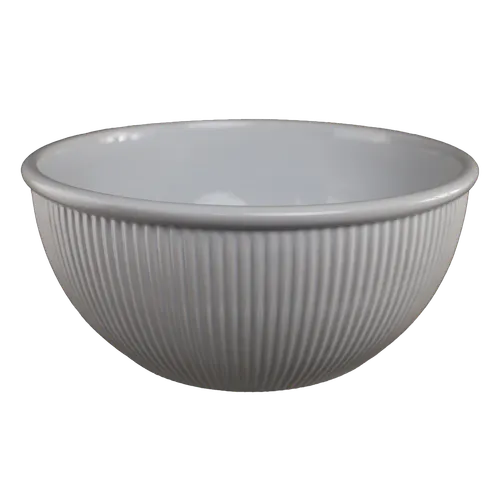 Giant White Ribbed Ceramic Mixing Bowl