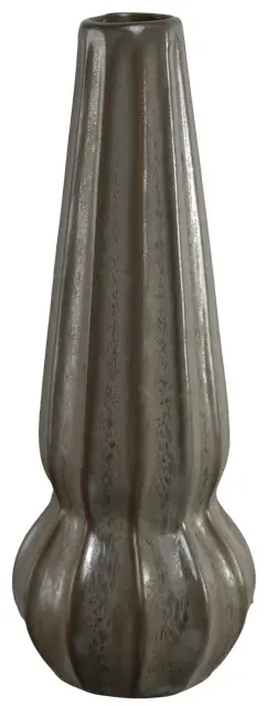 Beige Taper Pinched Ceramic Bud Vase