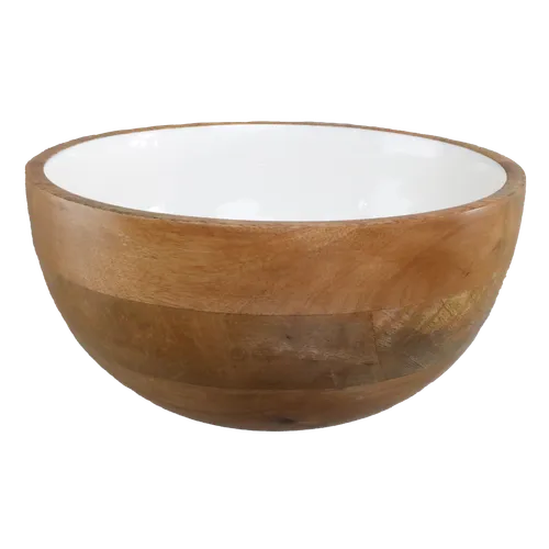 White Gloss Wood Serving Bowl