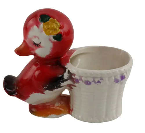 Vintage Red Duck Ceramic Flower Pot