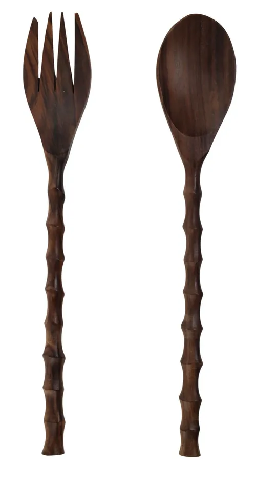 Ridged Wood Serving Set