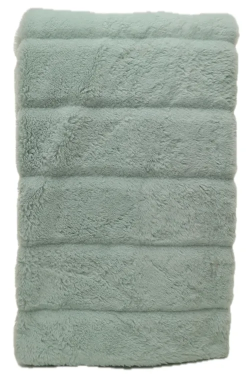 Light Green Quilted Faux Fur Low Pile Throw Blanket