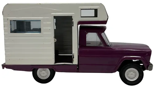 Vintage Metal White & Purple Camper Truck