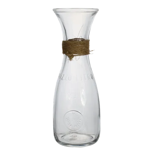 Clear Glass Decanter With Sisal Rope Neck