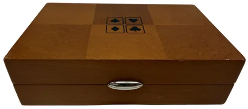Cherry Finish Wood Box With Two Playing Card Decks