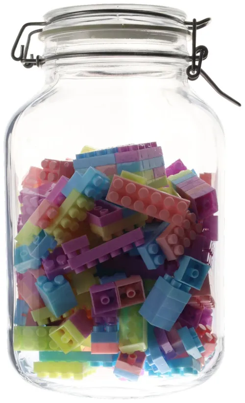 Multicolour Building Blocks In Clear Glass Canister