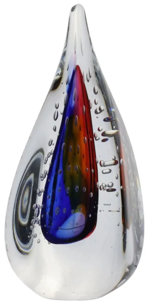 Clear Blown Glass Teardrop Paperweight