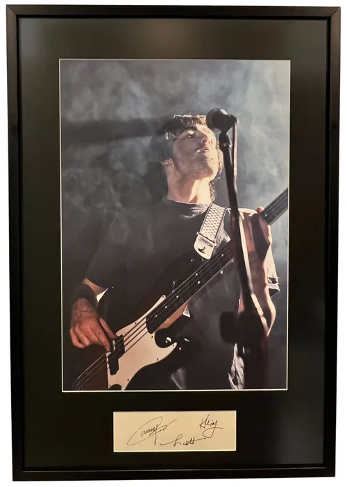Photograph Of Guitarist Musician With Autographed Plate In Black Frame
