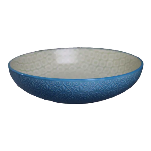 Aqua Blue Patterned Serving Bowl