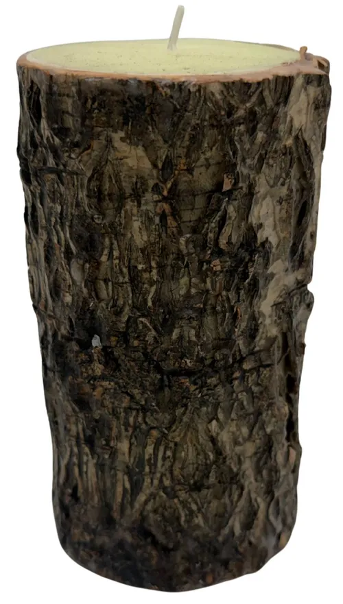 Dark Wood Log Pillar Candle