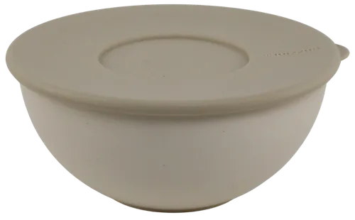 Beige Plastic Reusable Storage Bowl With Lid